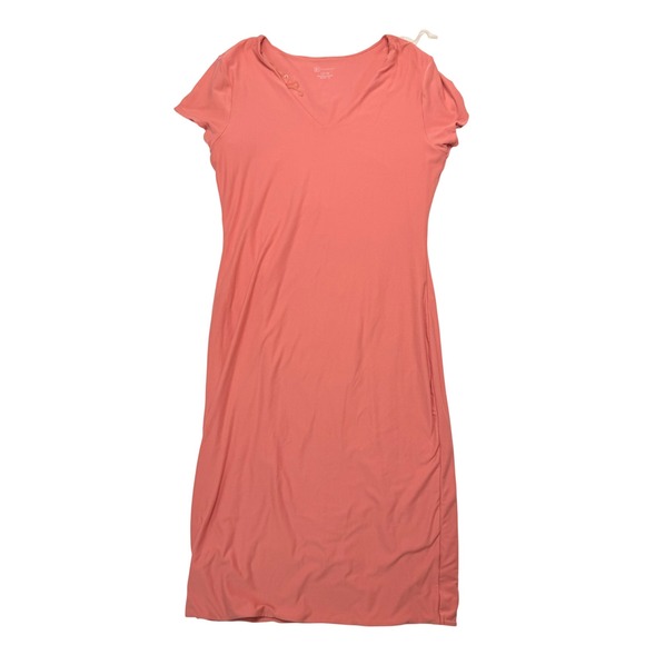 No Boundaries Dresses & Skirts - Coral Peach V-Neck T-Shirt Midi Dress Large Casual Comfy Stretch Spring